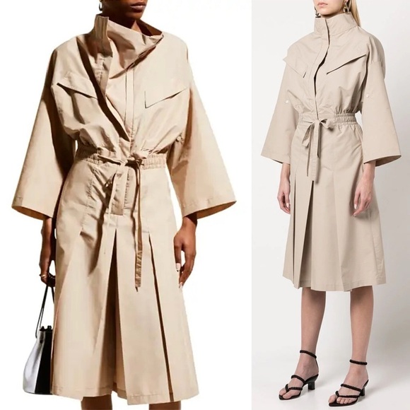 PHILLIP LIM Belted Khaki Short Sleeve Pleated Culotte Utility Trench Jumpsuit 10 - Picture 2 of 11